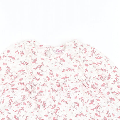 So Cute Girls White Floral Cotton Skater Dress  Size 6-9 Months  Round Neck Pullover