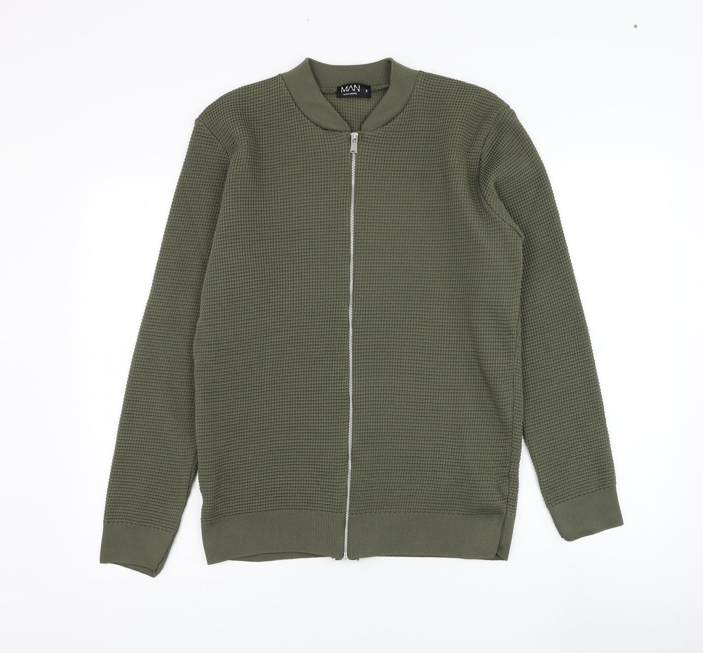 Mens UK Size S BoohooMAN Green Full Zip Sweatshirt