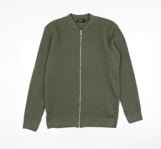 Mens UK Size S BoohooMAN Green Full Zip Sweatshirt