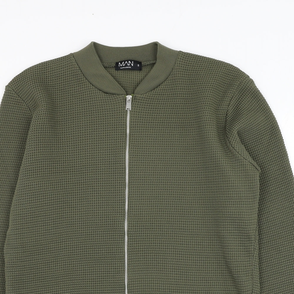 Mens UK Size S BoohooMAN Green Full Zip Sweatshirt