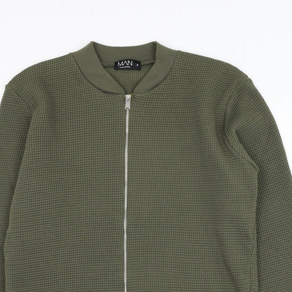 Mens UK Size S BoohooMAN Green Full Zip Sweatshirt