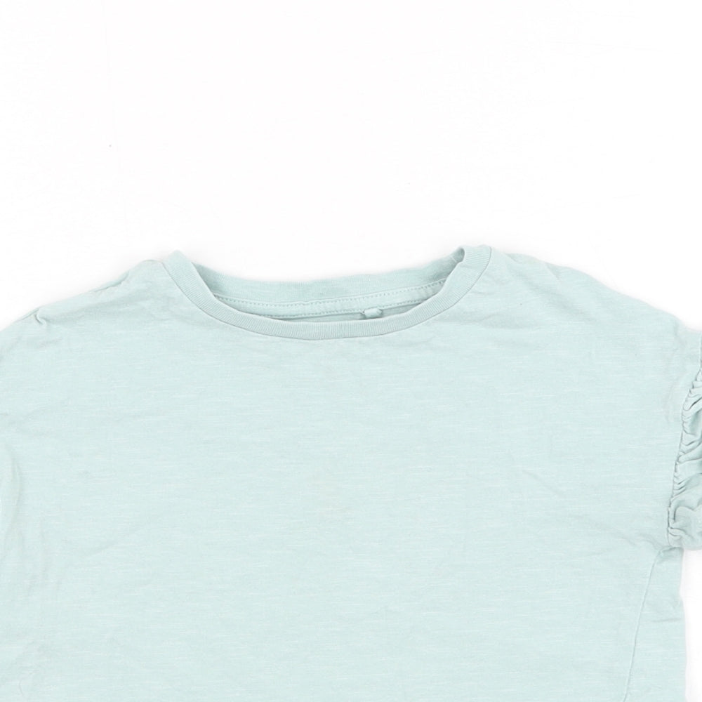 NEXT Girls Green  Cotton Basic T-Shirt Size 3 Years Round Neck Pullover