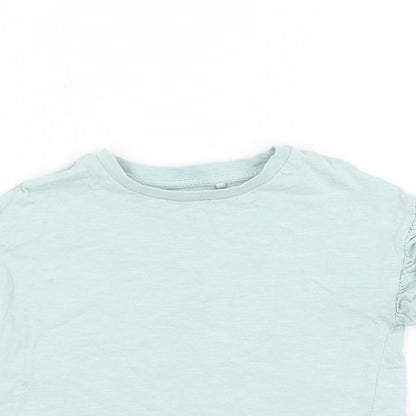 NEXT Girls Green  Cotton Basic T-Shirt Size 3 Years Round Neck Pullover