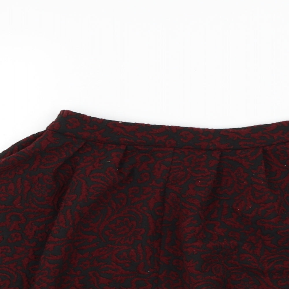 Blue Vanila Womens Black Floral Polyester Skater Skirt Size S   Zip