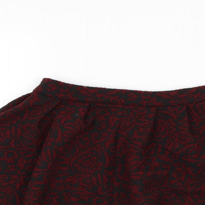 Blue Vanila Womens Black Floral Polyester Skater Skirt Size S   Zip