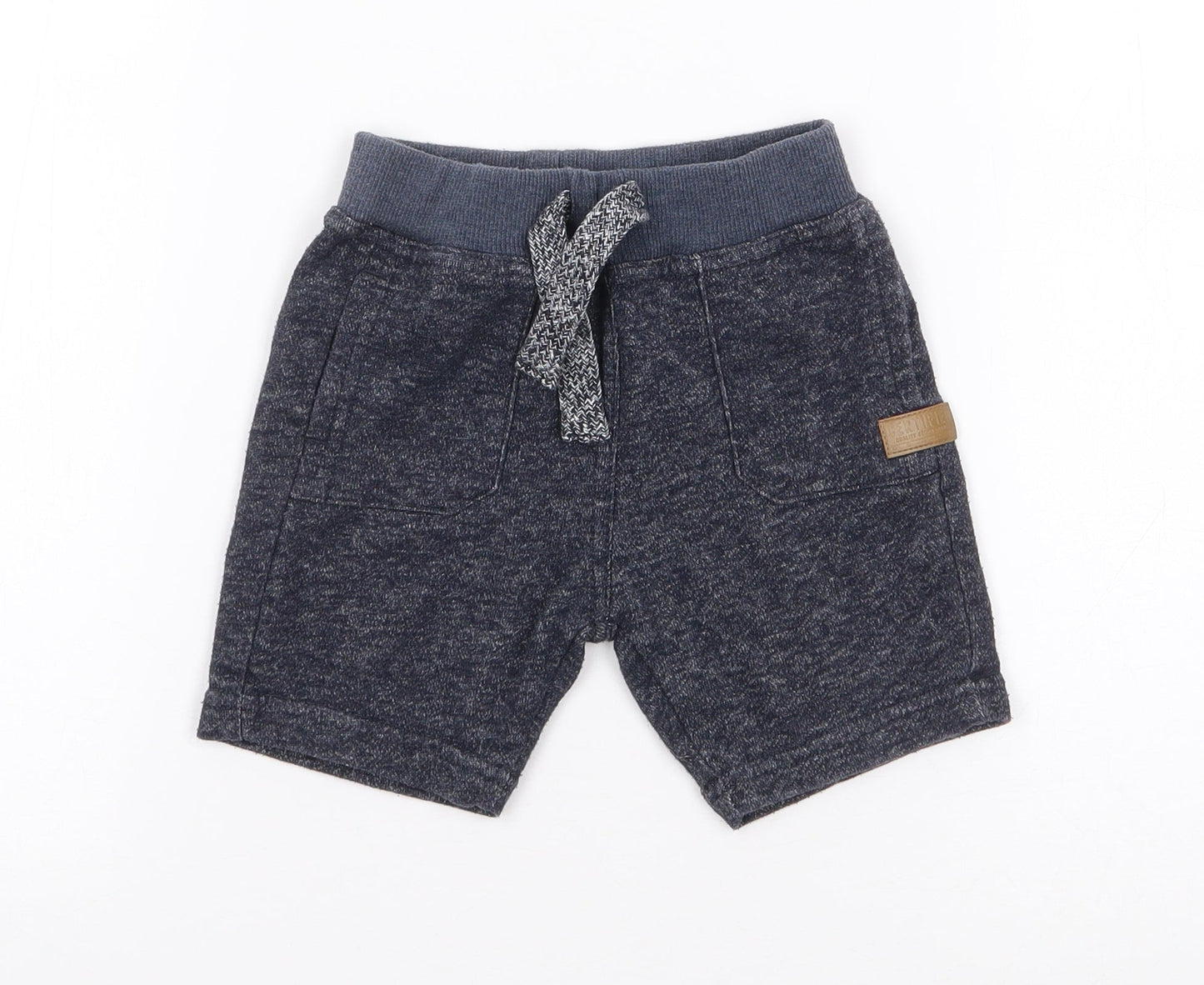 Mini Rebel Boys Blue  Cotton Cropped Trousers Size 12-18 Months  Drawstring