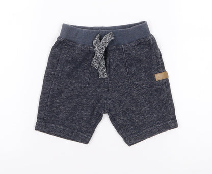Mini Rebel Boys Blue  Cotton Cropped Trousers Size 12-18 Months  Drawstring