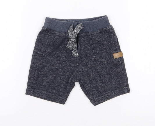 Mini Rebel Boys Blue  Cotton Cropped Trousers Size 12-18 Months  Drawstring