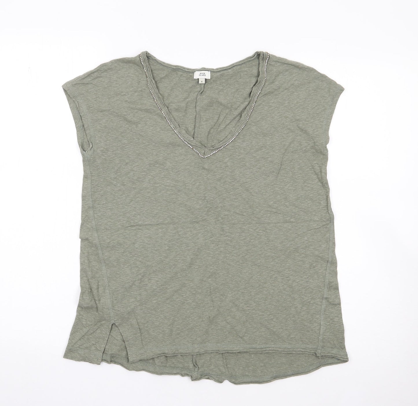 Womens UK Size 6 River Island Green Basic Tank