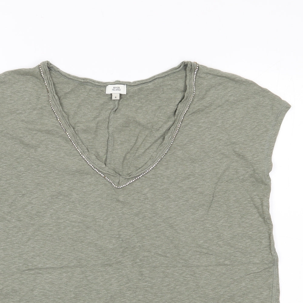 Womens UK Size 6 River Island Green Basic Tank
