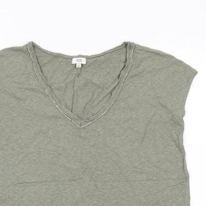 Womens UK Size 6 River Island Green Basic Tank