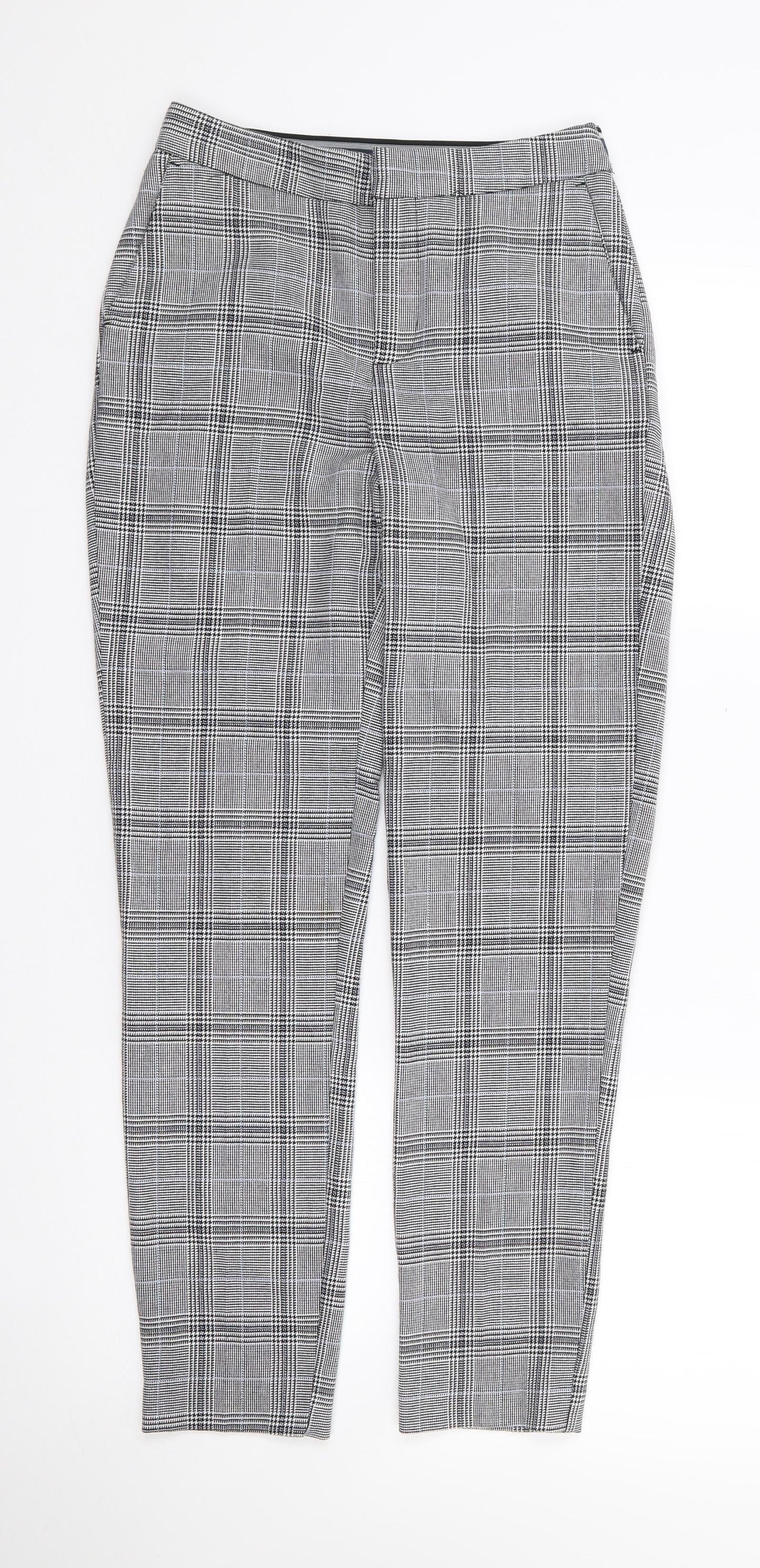 RESERVED Womens Black Plaid Polyester Trousers  Size 6 L26 in Regular Zip