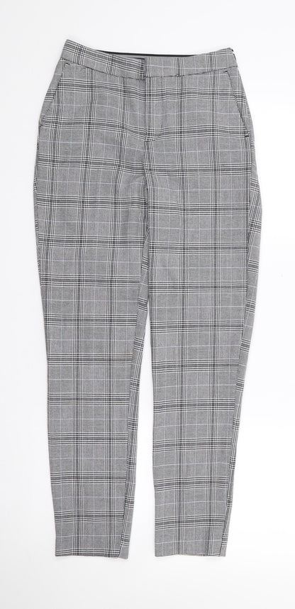 RESERVED Womens Black Plaid Polyester Trousers  Size 6 L26 in Regular Zip