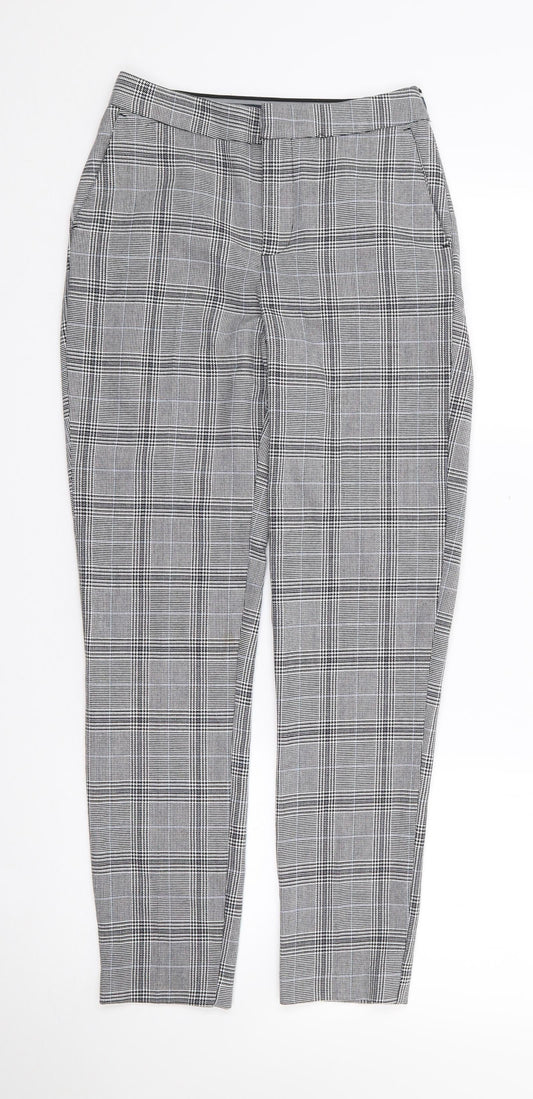 RESERVED Womens Black Plaid Polyester Trousers  Size 6 L26 in Regular Zip