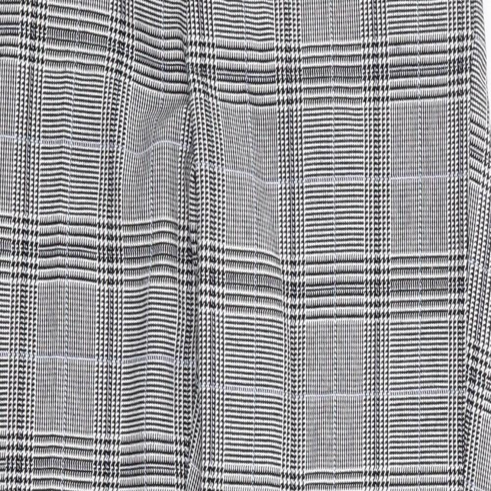 RESERVED Womens Black Plaid Polyester Trousers  Size 6 L26 in Regular Zip