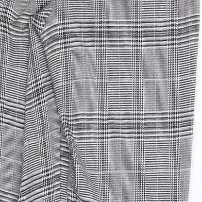 RESERVED Womens Black Plaid Polyester Trousers  Size 6 L26 in Regular Zip