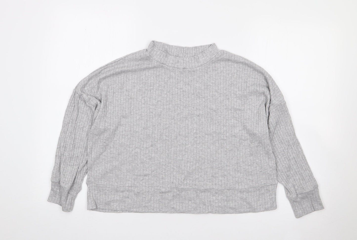 Primark Womens Grey  Viscose Jersey T-Shirt Size S High Neck - Ribbed