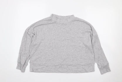 Primark Womens Grey  Viscose Jersey T-Shirt Size S High Neck - Ribbed