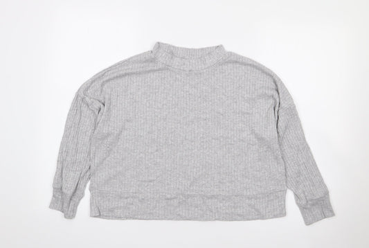 Primark Womens Grey  Viscose Jersey T-Shirt Size S High Neck - Ribbed