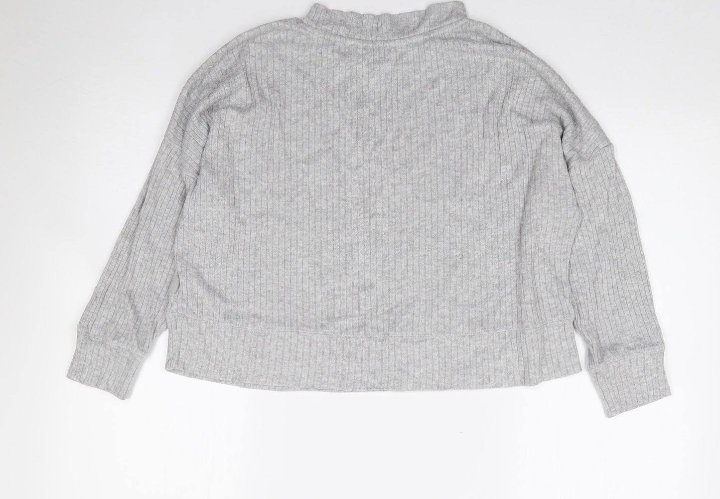 Primark Womens Grey  Viscose Jersey T-Shirt Size S High Neck - Ribbed