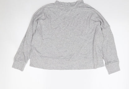 Primark Womens Grey  Viscose Jersey T-Shirt Size S High Neck - Ribbed