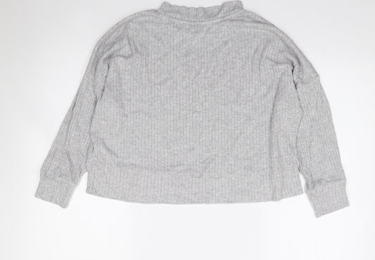 Primark Womens Grey  Viscose Jersey T-Shirt Size S High Neck - Ribbed