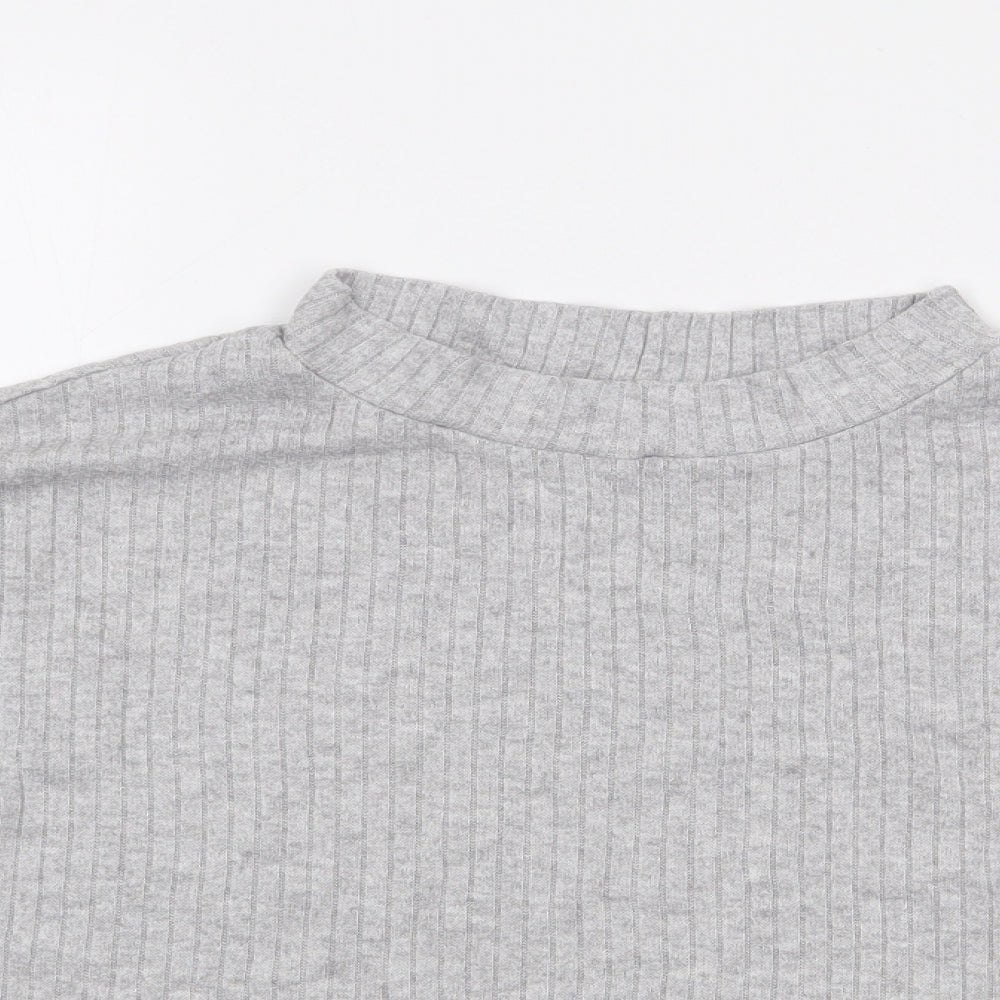 Primark Womens Grey  Viscose Jersey T-Shirt Size S High Neck - Ribbed
