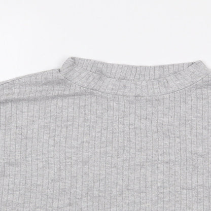 Primark Womens Grey  Viscose Jersey T-Shirt Size S High Neck - Ribbed