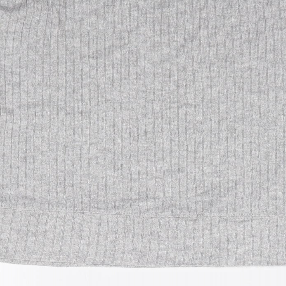 Primark Womens Grey  Viscose Jersey T-Shirt Size S High Neck - Ribbed