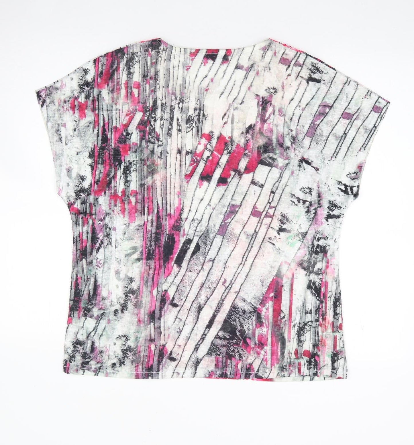 Casamia` Womens Multicoloured Floral Polyester Jersey T-Shirt Size M Round Neck
