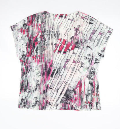 Casamia` Womens Multicoloured Floral Polyester Jersey T-Shirt Size M Round Neck