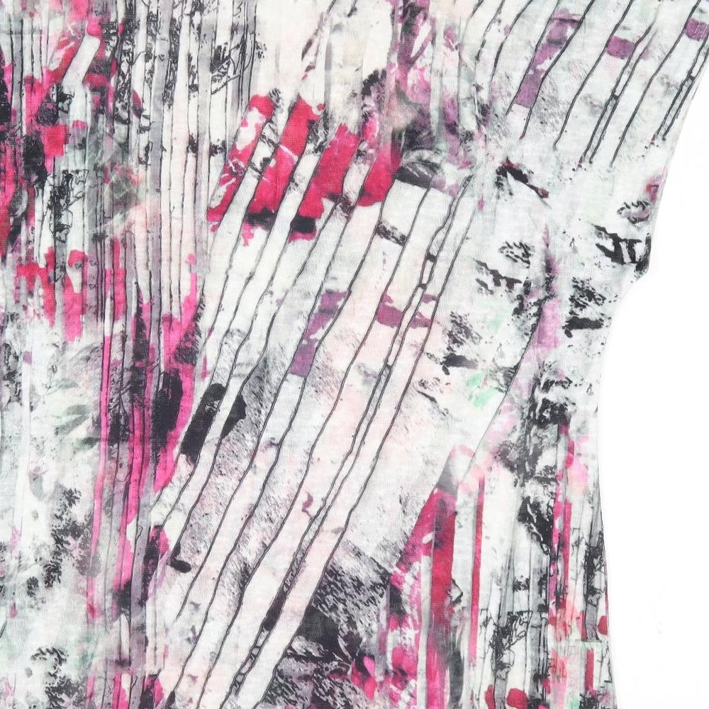 Casamia` Womens Multicoloured Floral Polyester Jersey T-Shirt Size M Round Neck