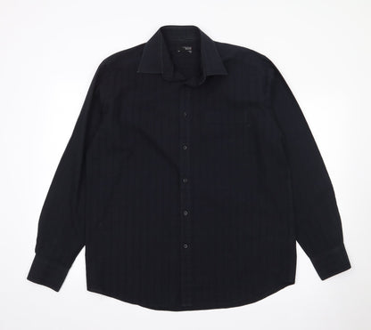 Thomas Nash Mens Black  Polyester  Button-Up Size 41 Collared Button