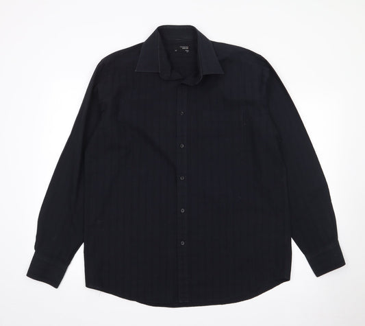 Thomas Nash Mens Black  Polyester  Button-Up Size 41 Collared Button