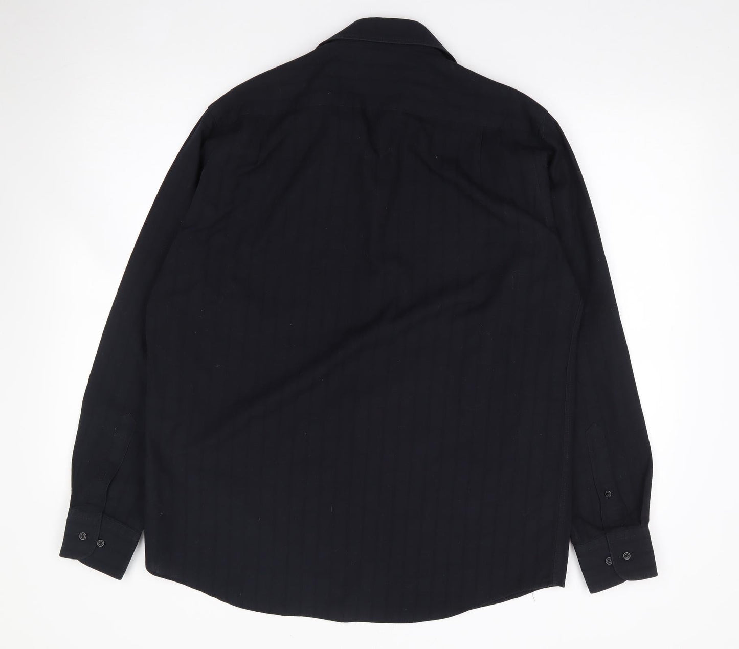 Thomas Nash Mens Black  Polyester  Button-Up Size 41 Collared Button