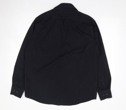 Thomas Nash Mens Black  Polyester  Button-Up Size 41 Collared Button