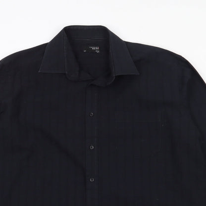 Thomas Nash Mens Black  Polyester  Button-Up Size 41 Collared Button