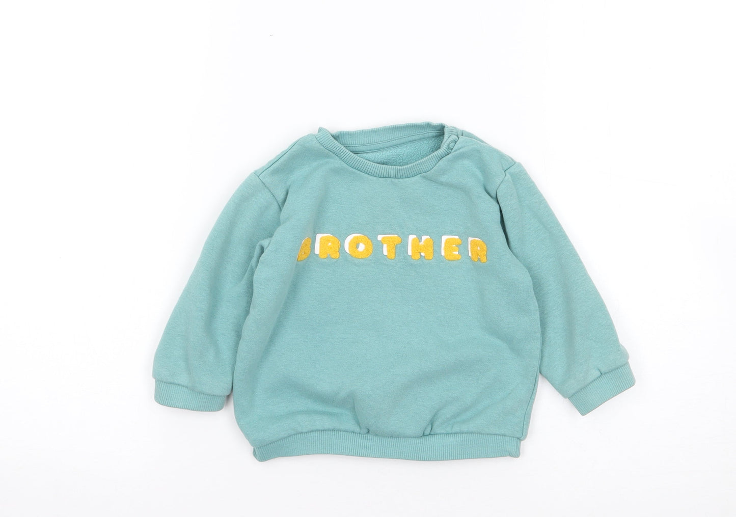 Marks and Spencer Boys Green  Cotton Pullover Jumper Size 9-12 Months  Pullover - Brother