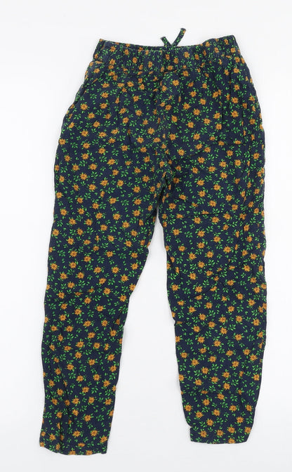 NEXT Girls Multicoloured Floral Viscose Jogger Trousers Size 9 Months  Slim Drawstring