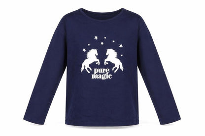 TU Girls Blue  100% Cotton Jersey T-Shirt Size 12 Years Round Neck Pullover - Unicorn