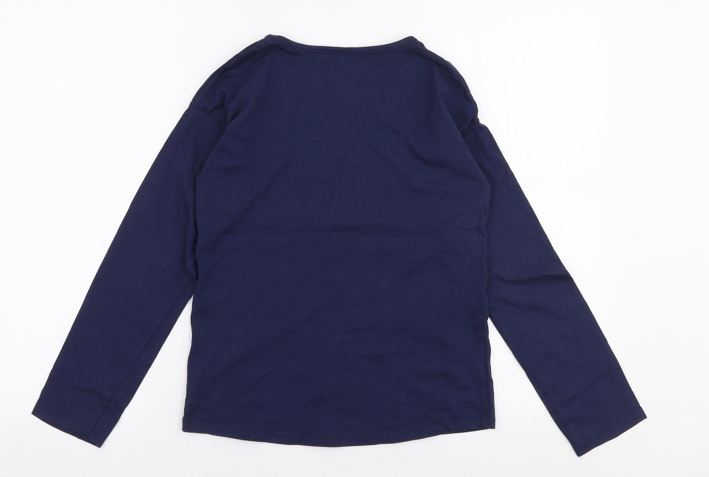 TU Girls Blue  100% Cotton Jersey T-Shirt Size 12 Years Round Neck Pullover - Unicorn