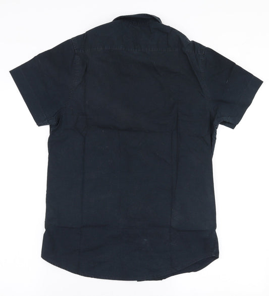 Industrialize Mens Blue  Polyester  Polo Size S Collared Button