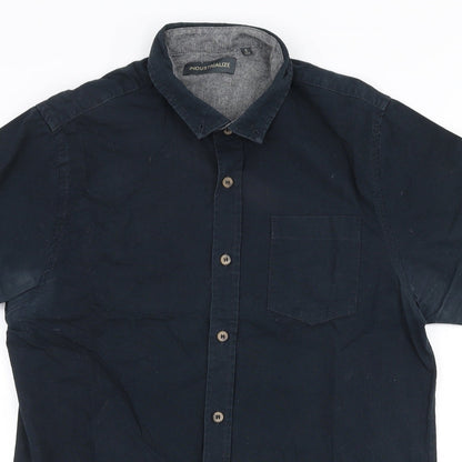 Industrialize Mens Blue  Polyester  Polo Size S Collared Button
