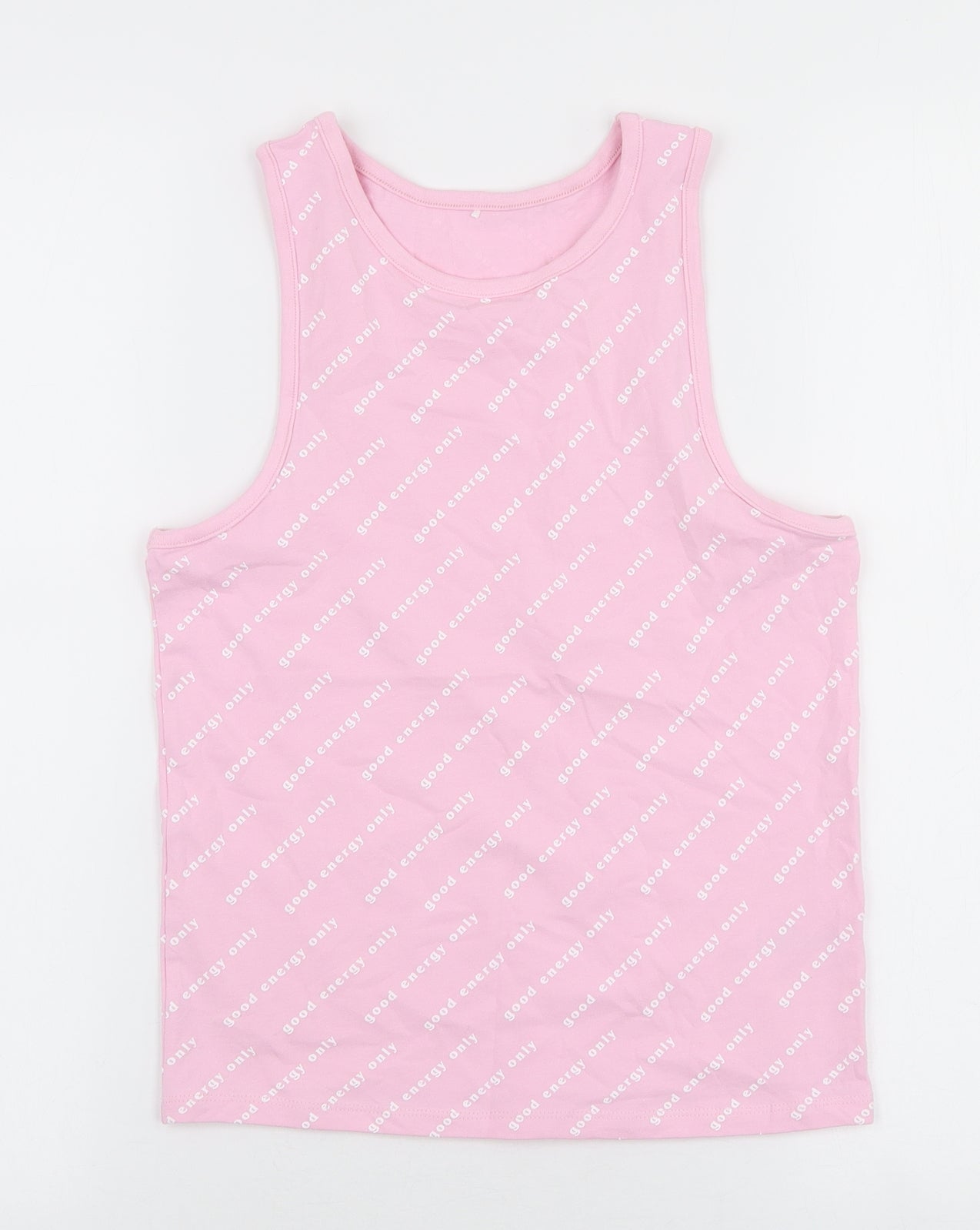 George Girls Pink  Cotton Jersey Tank Size 13-14 Years Round Neck Pullover - Good energy only