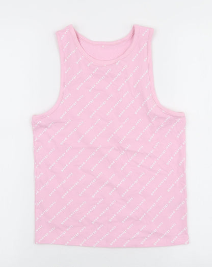 George Girls Pink  Cotton Jersey Tank Size 13-14 Years Round Neck Pullover - Good energy only