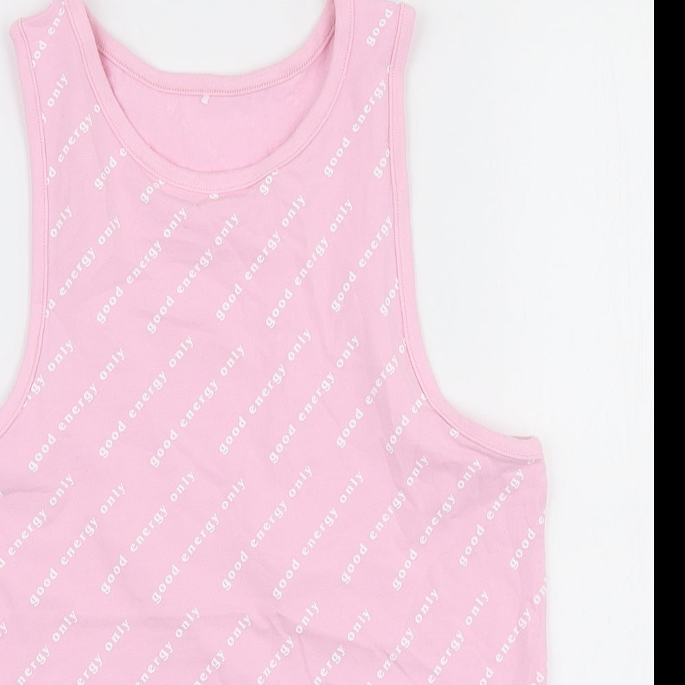 George Girls Pink  Cotton Jersey Tank Size 13-14 Years Round Neck Pullover - Good energy only
