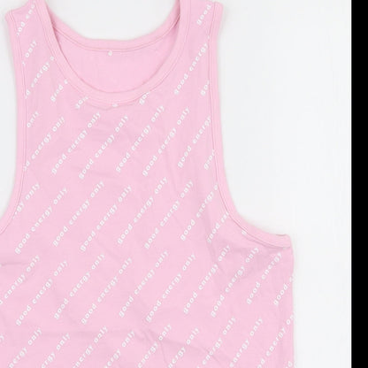 George Girls Pink  Cotton Jersey Tank Size 13-14 Years Round Neck Pullover - Good energy only
