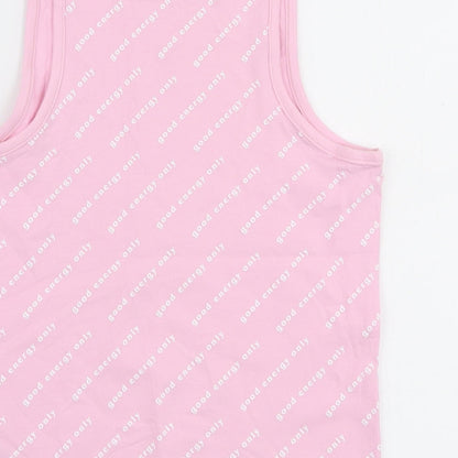 George Girls Pink  Cotton Jersey Tank Size 13-14 Years Round Neck Pullover - Good energy only