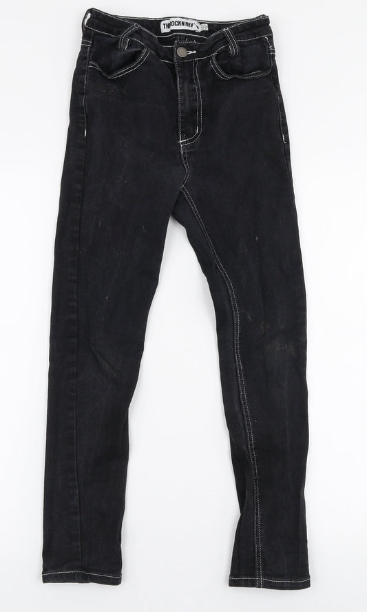 Womens UK Size 6 The Rockin Rev Slim Fit Skinny Black Jeans