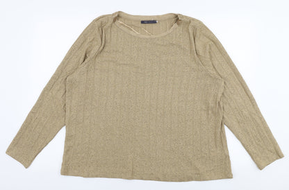 Marks and Spencer Womens Beige Round Neck  Polyester Pullover Jumper Size 20